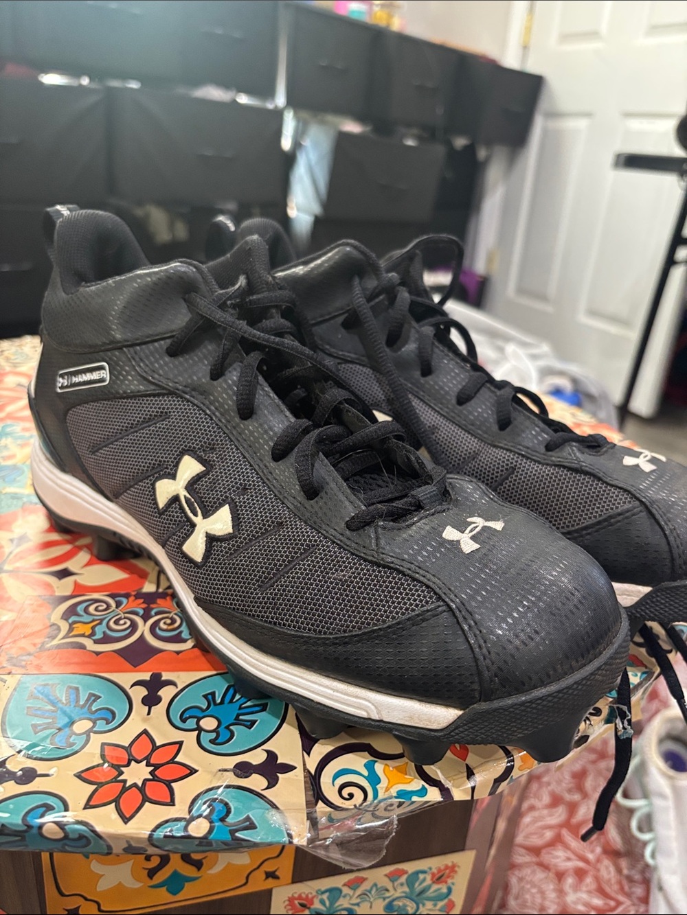 Under Armour Men’s Black Athletic Cleats with White Logos